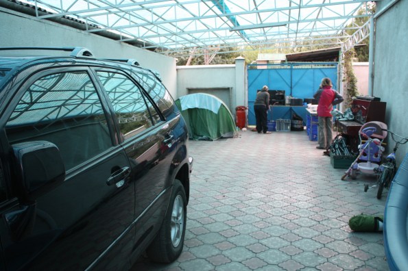 camping in a driveway