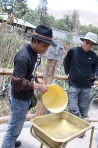 Pouring water near the equator