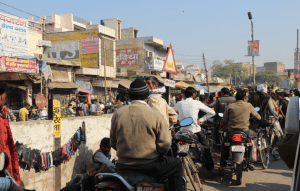 Stuck in traffic, India