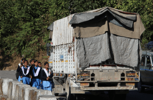 walking against traffic, India