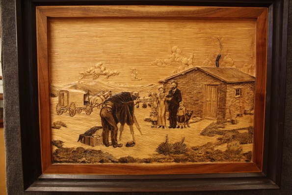 Wood carving of SD Butcher at work