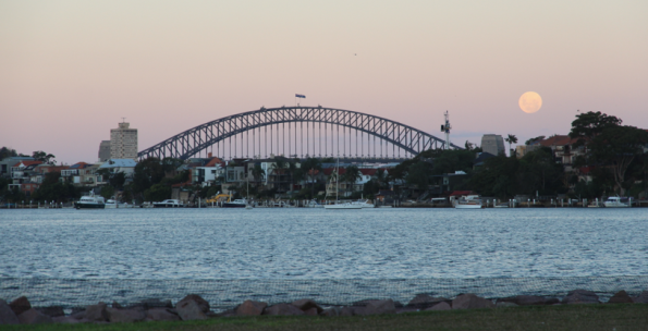 early moonrise, Sydney Harbour Bridge