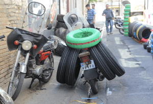 Delivering tyres, Tehran, Iran