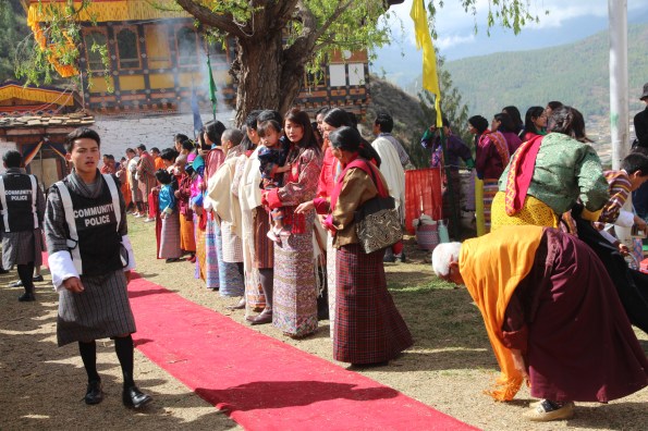 Waiting for the king to pass, Bhutan