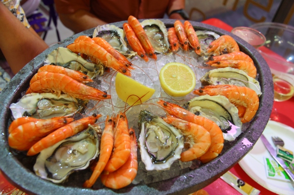 Prawns and oysters