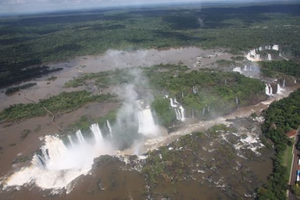 A long stretch of Iguazu Falls