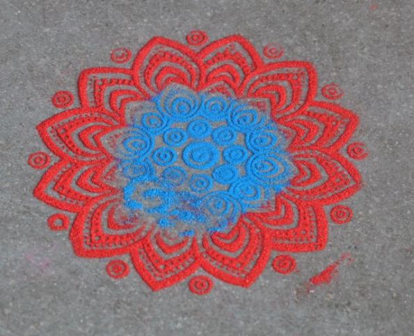 Red blue rangoli