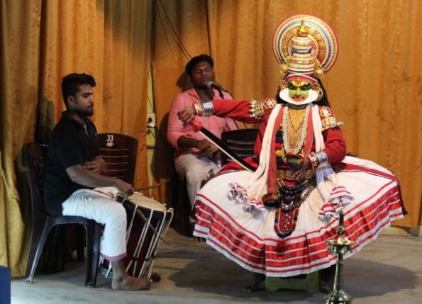 Kathakali dancer and musicians