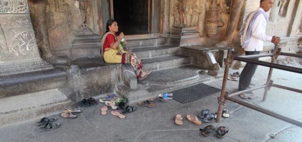 Shoes off at Kailasha Temple