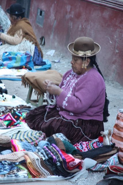 Selling textiles, Bolivia