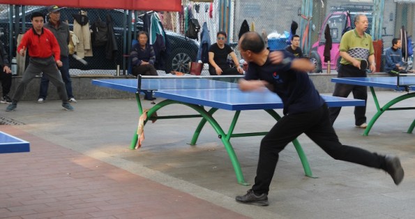 Playing table tennis, China