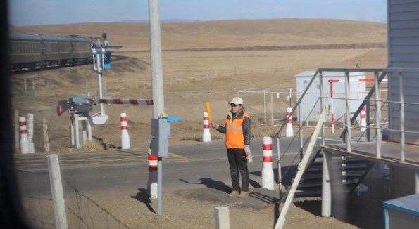 Stopping traffic, Mongolia