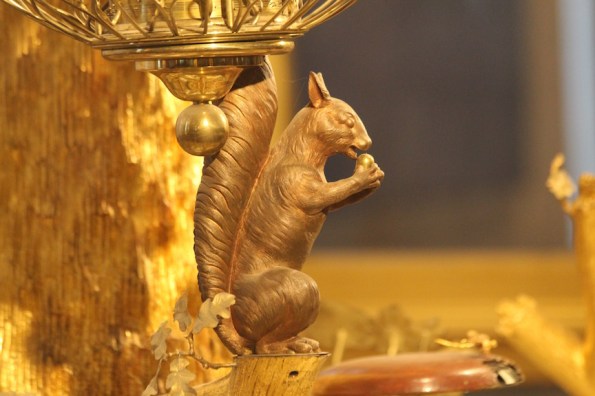 Peacock Clock, squirrel