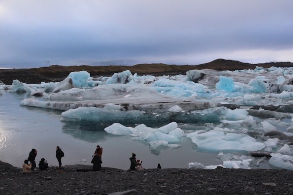 on the shore at Jökulsárlón lagoon