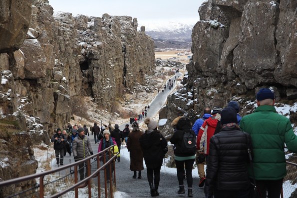 Tourist walk, Þingvellir National Park, Iceland