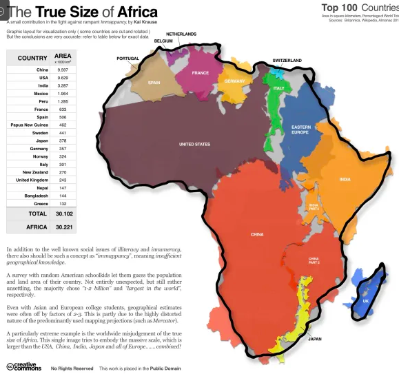 Size of Africa compared to the rest of the world