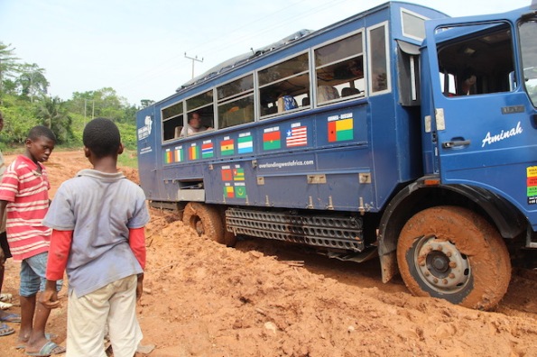 Truck stuck in mud Ghana West Africa