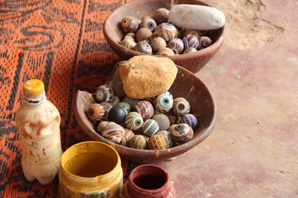 Bowls of handmade beads, Ivory Coast