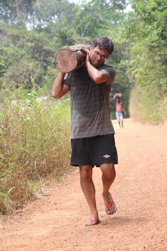 Carrying logs in Sierra Leone