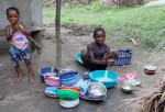 Washing dishes, Byama, Sierra&nbsp;Leone