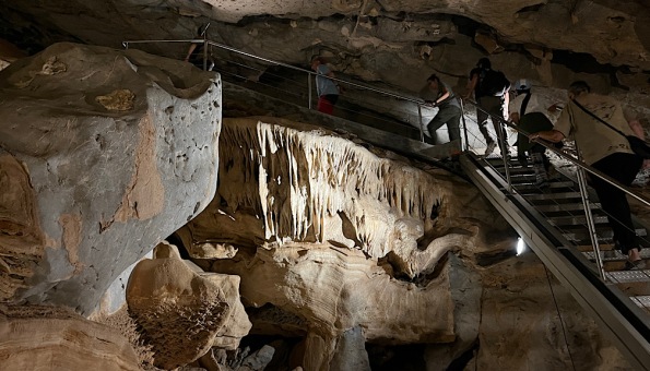 Al Hoota Cave steep staircase